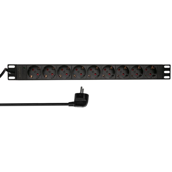 LogiLink 19" Steckdosenleiste, 9-fach, mit Schalter, grau