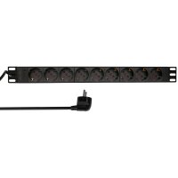 LogiLink 19" Steckdosenleiste, 9-fach, mit Schalter, grau