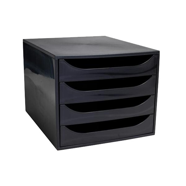 EXACOMPTA Schubladenbox ECOBOX, 4 Schübe, schwarz grau