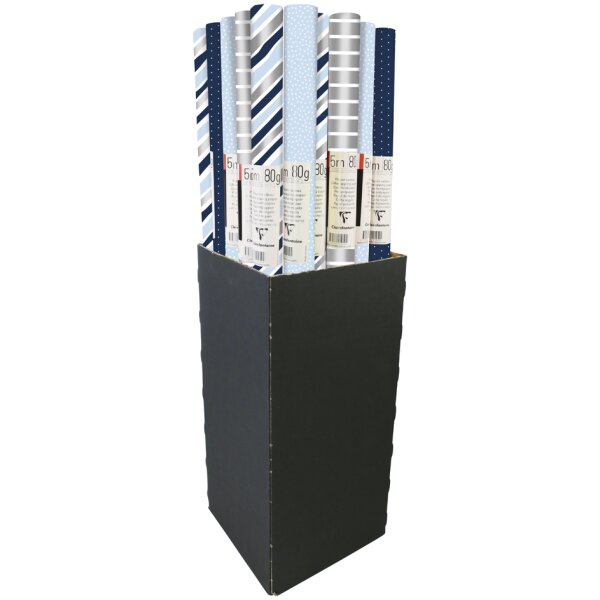 Clairefontaine Papier cadeau Excellia bleu, en présentoir