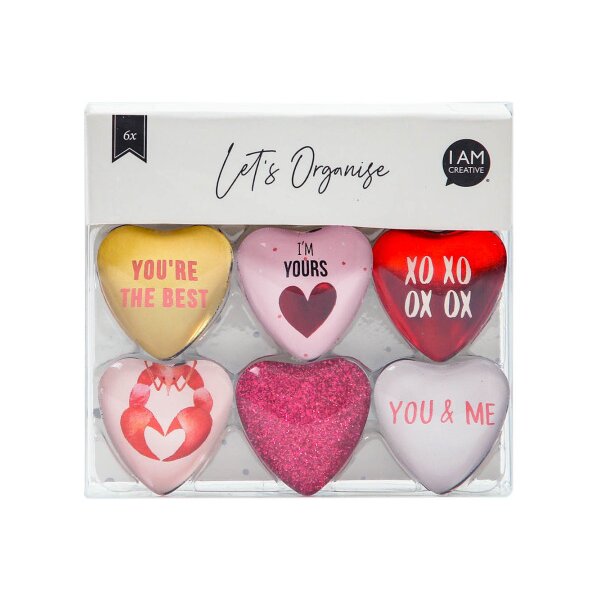 I AM CREATIVE Aimant Coeur Let`s Organize 4035.5 Verre, 0.9x3.3x3.2cm 6 pcs.