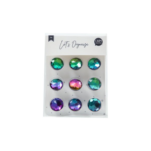 I AM CREATIVE Aimant Bijou Let`s Organize 4035.56 Verre acryl., color&eacute; 9 pcs.