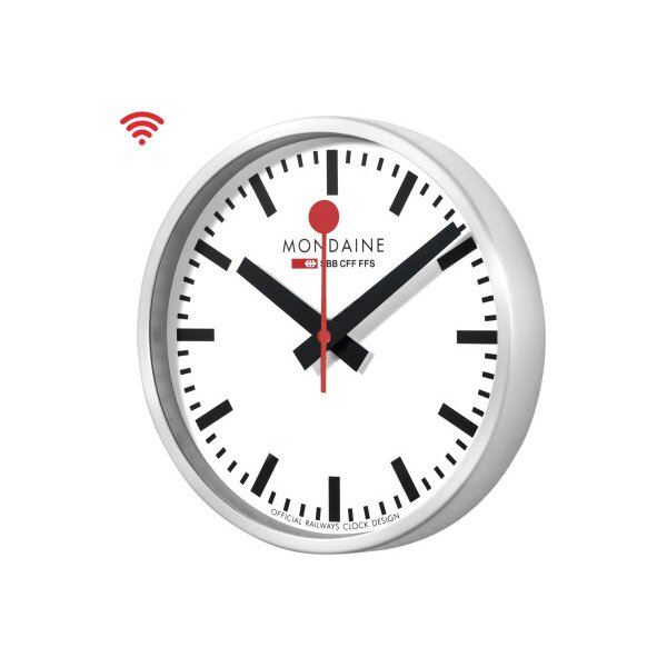 MONDAINE Wanduhr stop2go 250mm MSM.25S11 weiss, WiFi