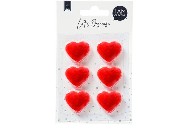 I AM CREATIVE Aimant Coeur Let`s Organize MAA4035.49 rouge, fort 6 pièces
