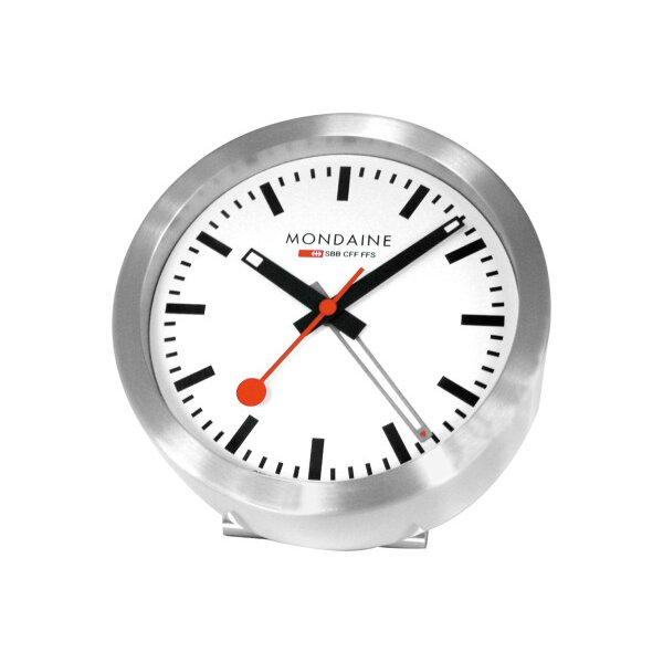 MONDAINE Mur / Horloge de table 125mm A997.16SBB.1 blanc, réveil