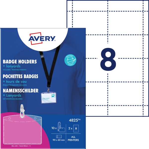 AVERY Namensschilder-Taschen mit Textilband, schwarz