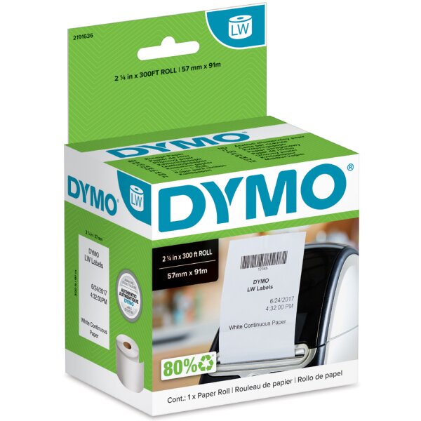DYMO LabelWriter-Bonrolle, 57 mm x 91 m, weiss