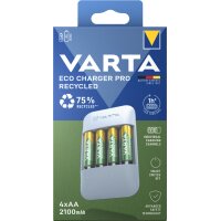 VARTA Chargeur ECO Charger Pro Recycled, avec 4x Micro AA