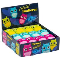WEDO Gomme en plastique Hibou LULU, présentoir de 24