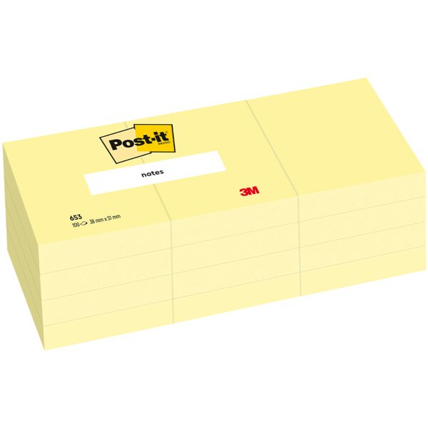 POST-IT Bloc 38x51mm 653Y jaune/100 feuilles 4x3 pièces