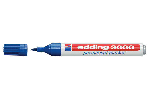 EDDING Marqeur permanent 3000 1.5-3mm 3000-3 bleu, imperméable