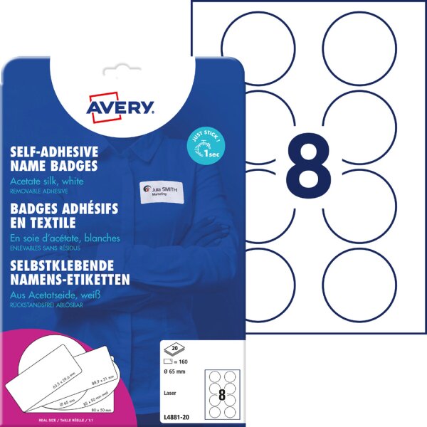 AVERY Zweckform Namensetiketten, 63,5 x 29,6 mm, weiss