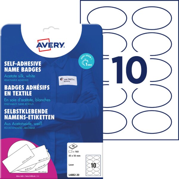 AVERY Zweckform Namensetiketten, 63,5 x 29,6 mm, weiss