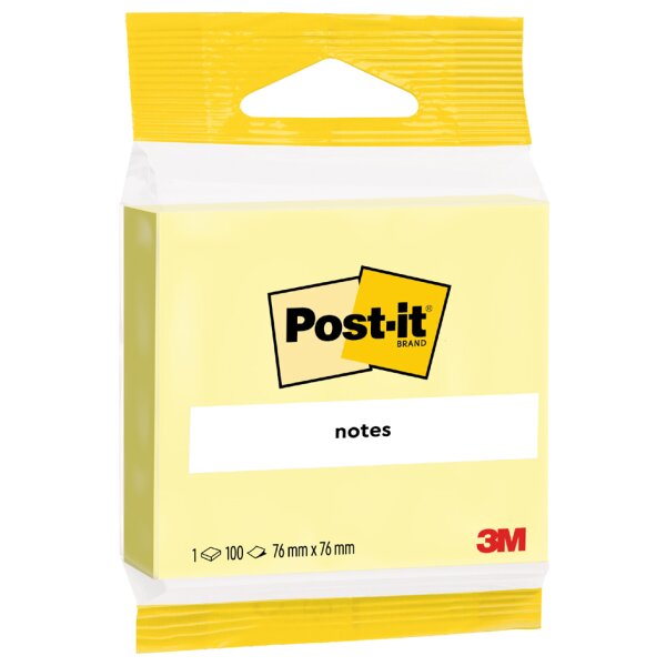 Post-it Haftnotizen notes, 76 x 76 mm, gelb, Blister