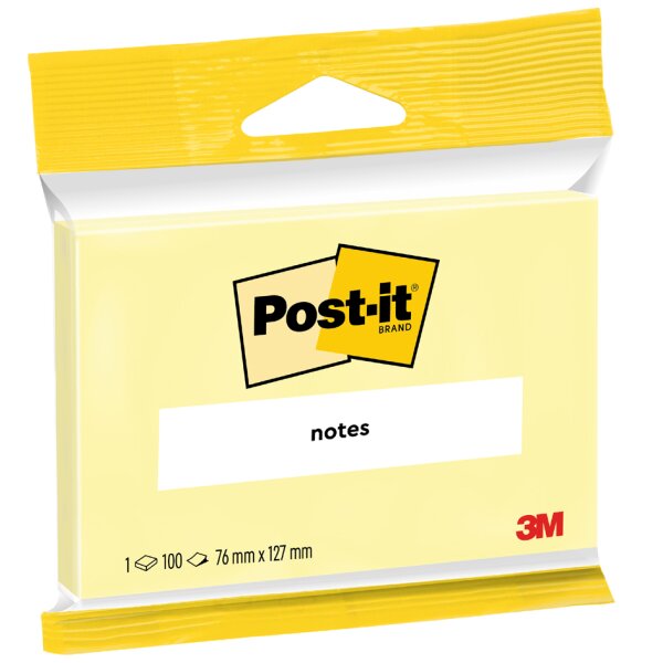 Post-it Haftnotizen notes, 76 x 76 mm, gelb, Blister