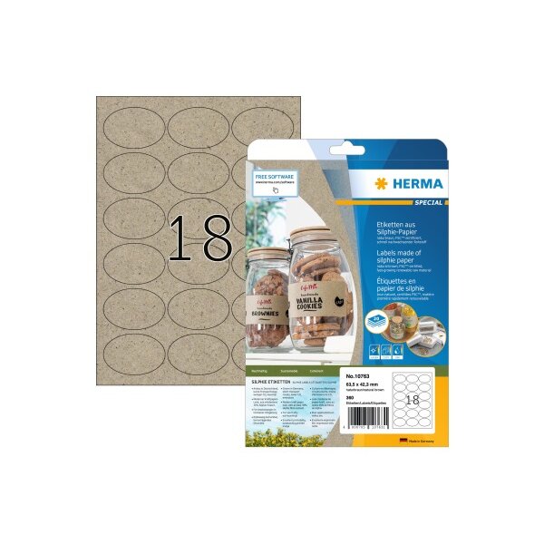 HERMA Etiketten 63.5 x 42.3 mm 10763 aus Silphie-Papier 360 Stück