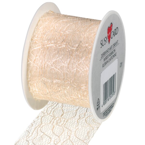 SUSY CARD Geschenkband auf Spule "Lace", creme