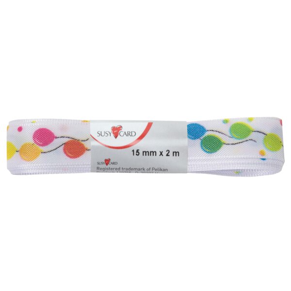 SUSY CARD Geschenkband "Ballons", 15 mm x 2 m