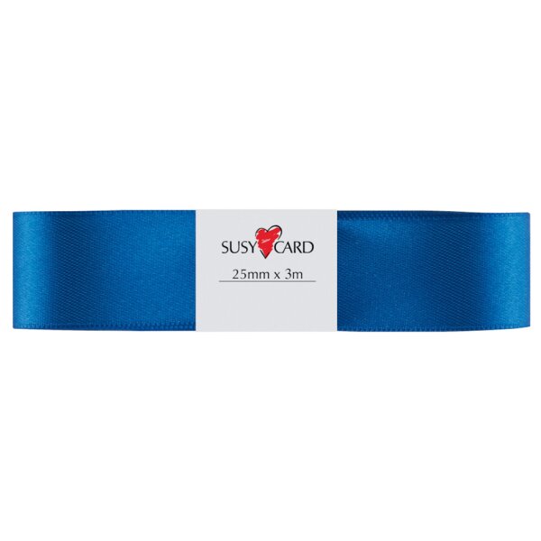SUSY CARD Ruban cadeau double satin, 25 mm x 3 m, bleu