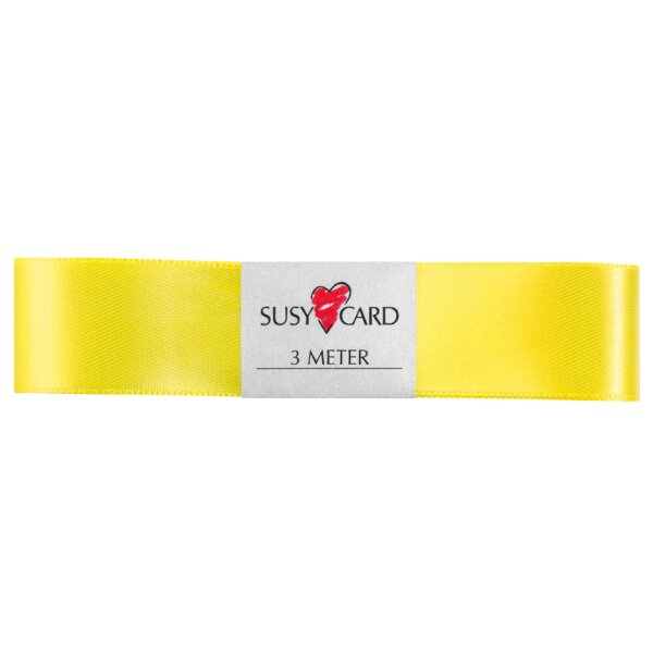 SUSY CARD Ruban cadeau double satin, 25 mm x 3 m, jaune