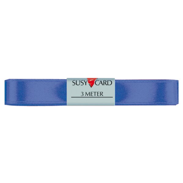 SUSY CARD Ruban cadeau double satin, 15 mm x 3 m, bleu