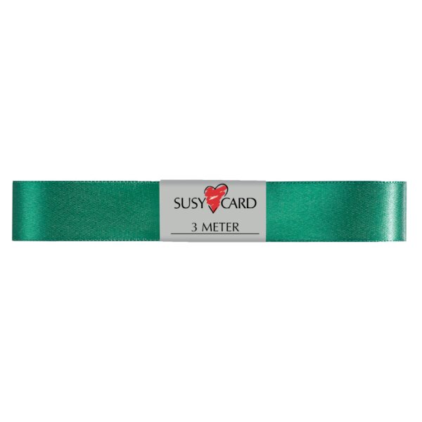 SUSY CARD Ruban cadeau double satin, 15 mm x 3 m, vert