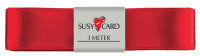 SUSY CARD Ruban cadeau double satin, 25 mm x 3 m, rouge