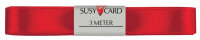 SUSY CARD Ruban cadeau double satin, 15 mm x 3 m, rouge