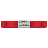 SUSY CARD Ruban cadeau double satin, 15 mm x 3 m, rouge