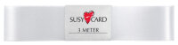 SUSY CARD Ruban cadeau double satin, 25 mm x 3 m, blanc