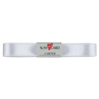 SUSY CARD Ruban cadeau double satin, 15 mm x 3 m, blanc