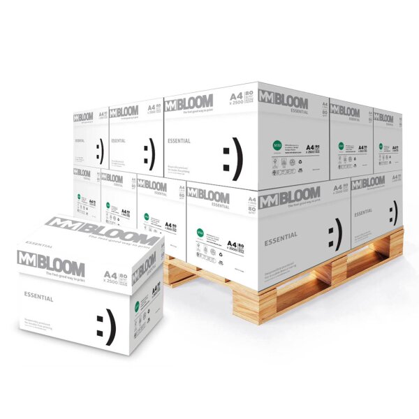 MM BLOOM Essential Universalpapier weiss A4 80g - 1/2 Palette (50000 Blatt)