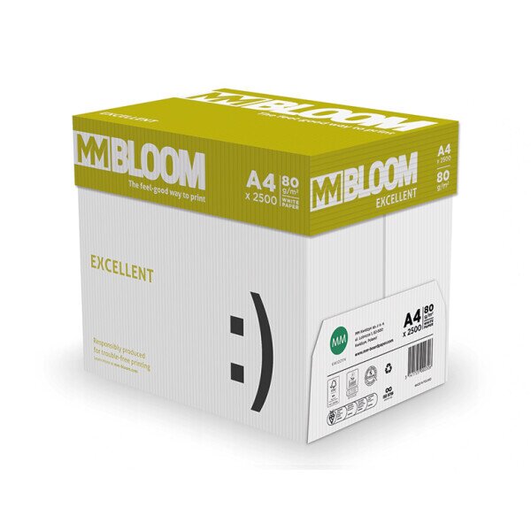 MM BLOOM Excellent Premiumpapier hochweiss A4 80g - 1/4 Palette (25000 Blatt)