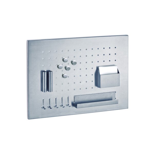 ZELLER Memoboard Edelstahl 50x35 cm 11125 silber, mit Utensielien