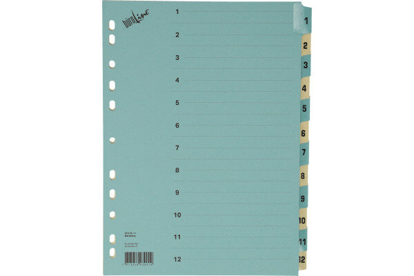 BÜROLINE Kartonregister blau beige A4 40550 1-12