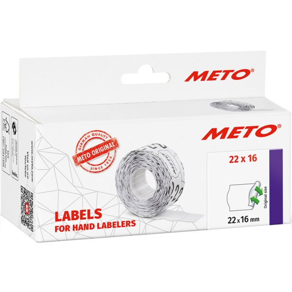METO &Eacute;tiquette pour &eacute;tiqueteuse de prix, 32 x 19 mm, blanc
