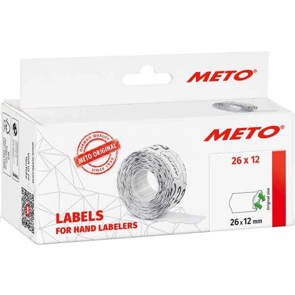 METO &Eacute;tiquette pour &eacute;tiqueteuse de prix, 32 x 19 mm, blanc