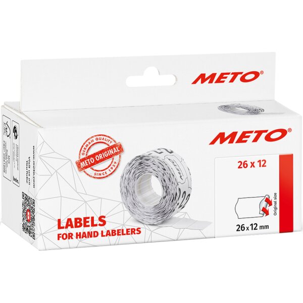 METO &Eacute;tiquette pour &eacute;tiqueteuse de prix, 22 x 16 mm, blanc