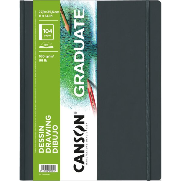 CANSON Carnet &agrave; croquis GRADUATE DRAWING, 279 x 356 mm, noir