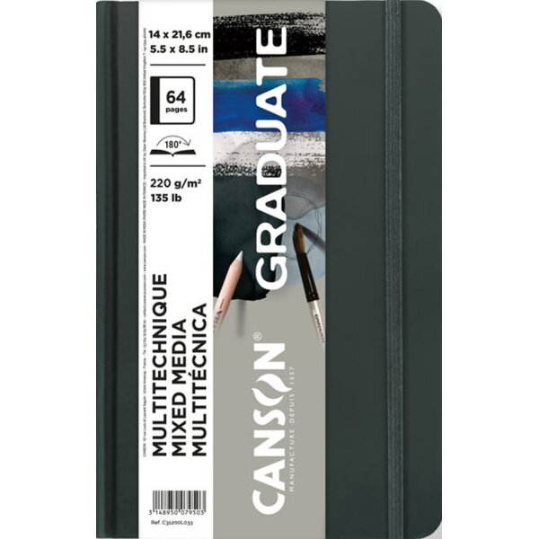 CANSON Carnet à croquis GRADUATE Mixed Media, noir