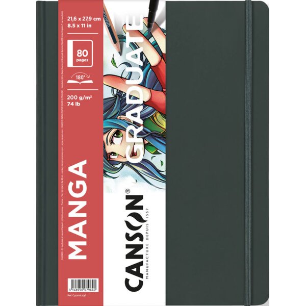CANSON Carnet à croquis GRADUATE Manga, 140 x 216 mm, noir