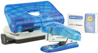 LEITZ Kit agrafeuse et perforateur, bleu transparent