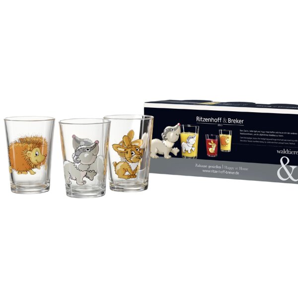 Ritzenhoff & Breker Verre ANIMAUX DE LA FORET, set de 3