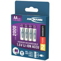 ANSMANN Piles Li-Ion mignon AA avec prise USB-C femelle