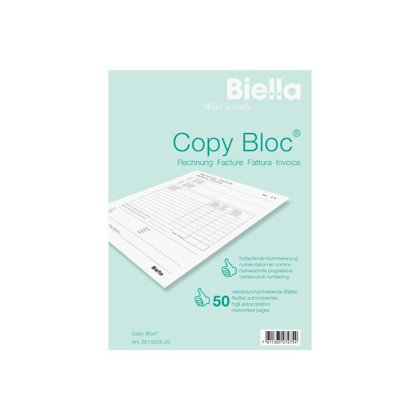BIELLA Facture COPY-BLOC A/F A5 51352500U autocopiante 50x2 feuilles