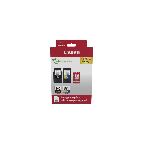 CANON Photo Value Pack XL BKCMY PGCL560/1 Pixma TS5350 2xBKXL & 1xXLCMY