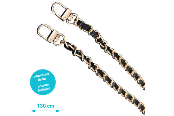 ZANAÉ Phone Necklace Leather 18310 Gold & Chain black gold