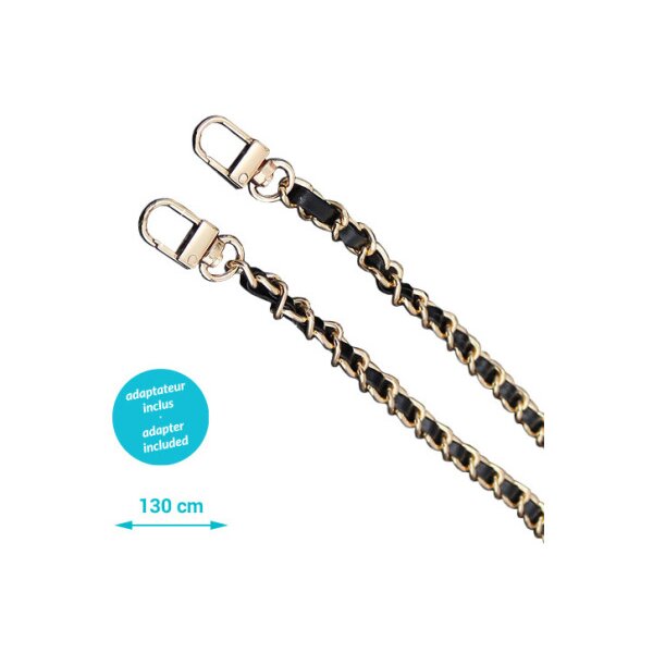 ZANAÉ Phone Necklace Leather 18310 Gold & Chain black / gold