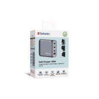 VERBATIM Charger 100W GaN grey 32202 3xUSB-C 1xUSB-A...