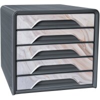CEP Schubladenbox mineral, 5 Schübe, hellgrauer Marmor